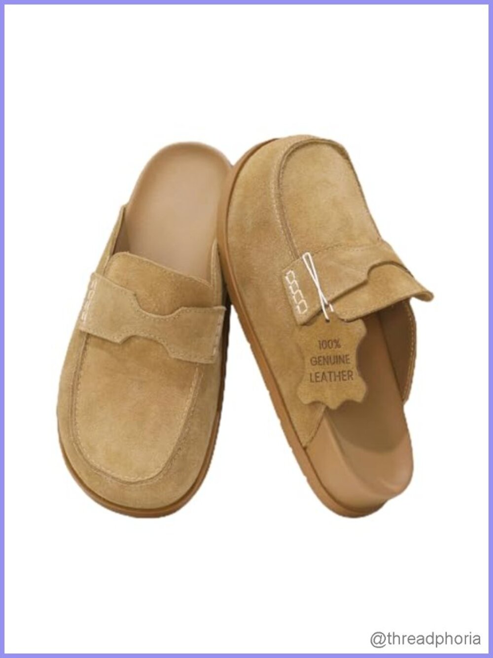 Genuine Leather Suede Slip On Mules Memory Foam Arch Support Non-Slip Sole